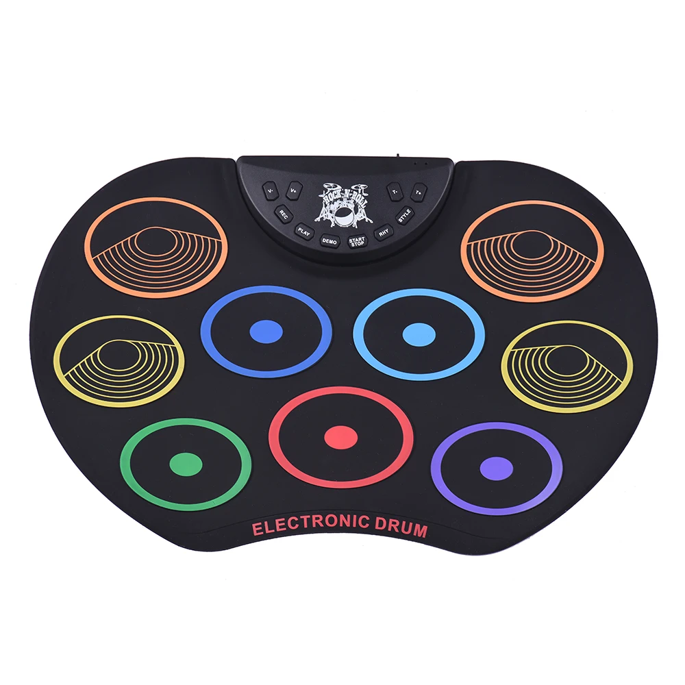 

Compact Size Roll-Up Drum Set Electronic Drum Kit 9 Silicon Drum Pads USB/Battery Powered with Drumsticks Foot Pedals
