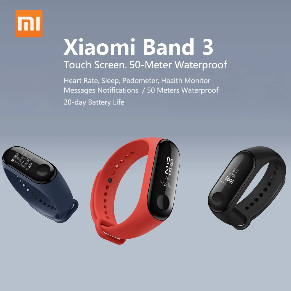 Спортивный Браслет Xiaomi Mi Band 3 трекер сердечного ритма монитор сна вызов