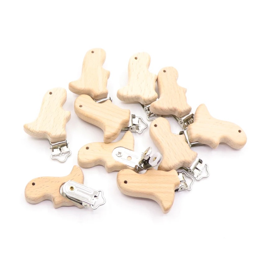 Pacifier Clip 5Pcs/Sets Baby BPA Free Cute Modelling Beech DIY Cartoon Animal Wooden Log Nipple Chain Holder
