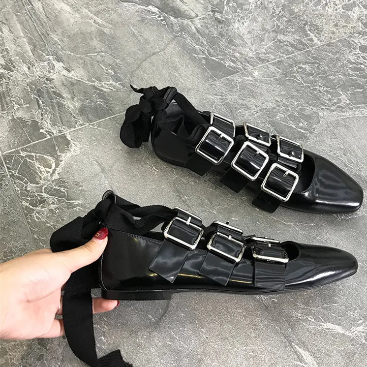 

2018 Hot Summer Shoes Flats Leather Cross-tied Bukle Strap Cozy Design Flats Mules Retro Rome Casual Tipe Flats Sexy Shoes Woman