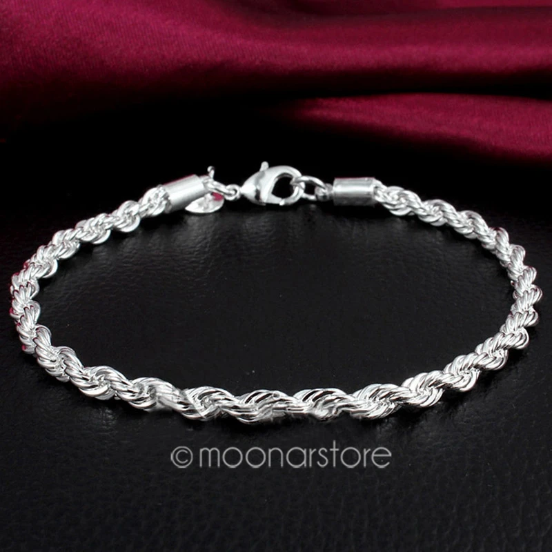 

925 Jewelry NEW Korea Women Charming Twist Silver Plated Bracelet Cuff Bangle Hand Chain Valentine's Xmas Gifts DROP SHIPPING