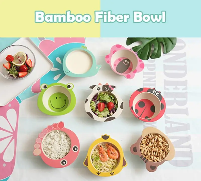 

Bamboo Fiber Children's Tableware Rice Bowl Creative Cartoon Animal Shaped Baby Food Bowl Home Kindergarten Anti-fall Bowl
