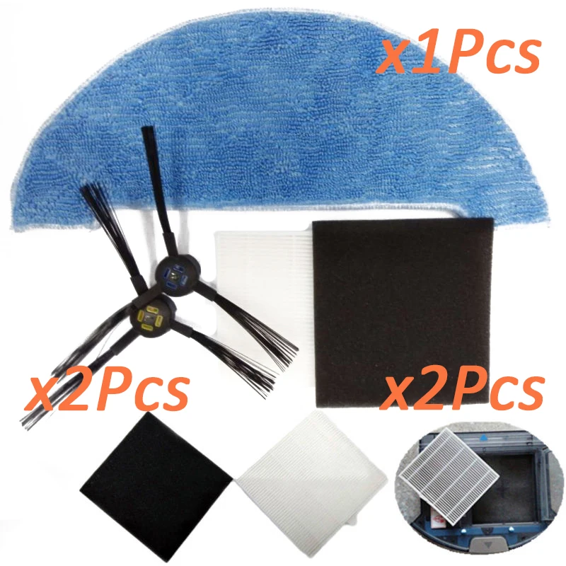 

Fit For ILIFE X750/V80/V8S Robot Vacuum Cleaner Filter Side Brush & Mop Cloths *