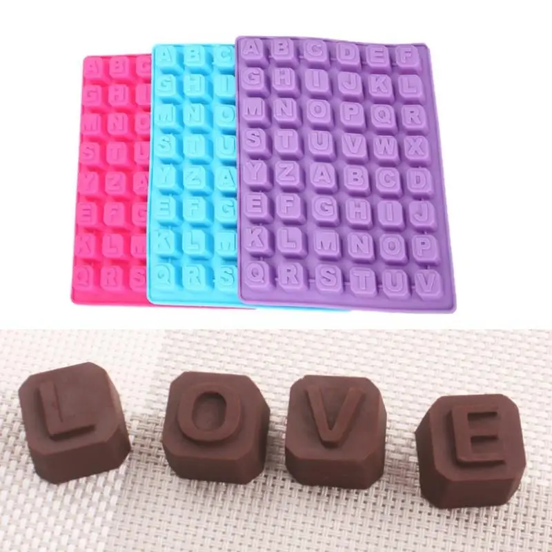 

48 English Letters Chocolate Silicone Mold Candy Ice Cubes Mould Pastry Soap Molds Fondant Cake Baking Tools