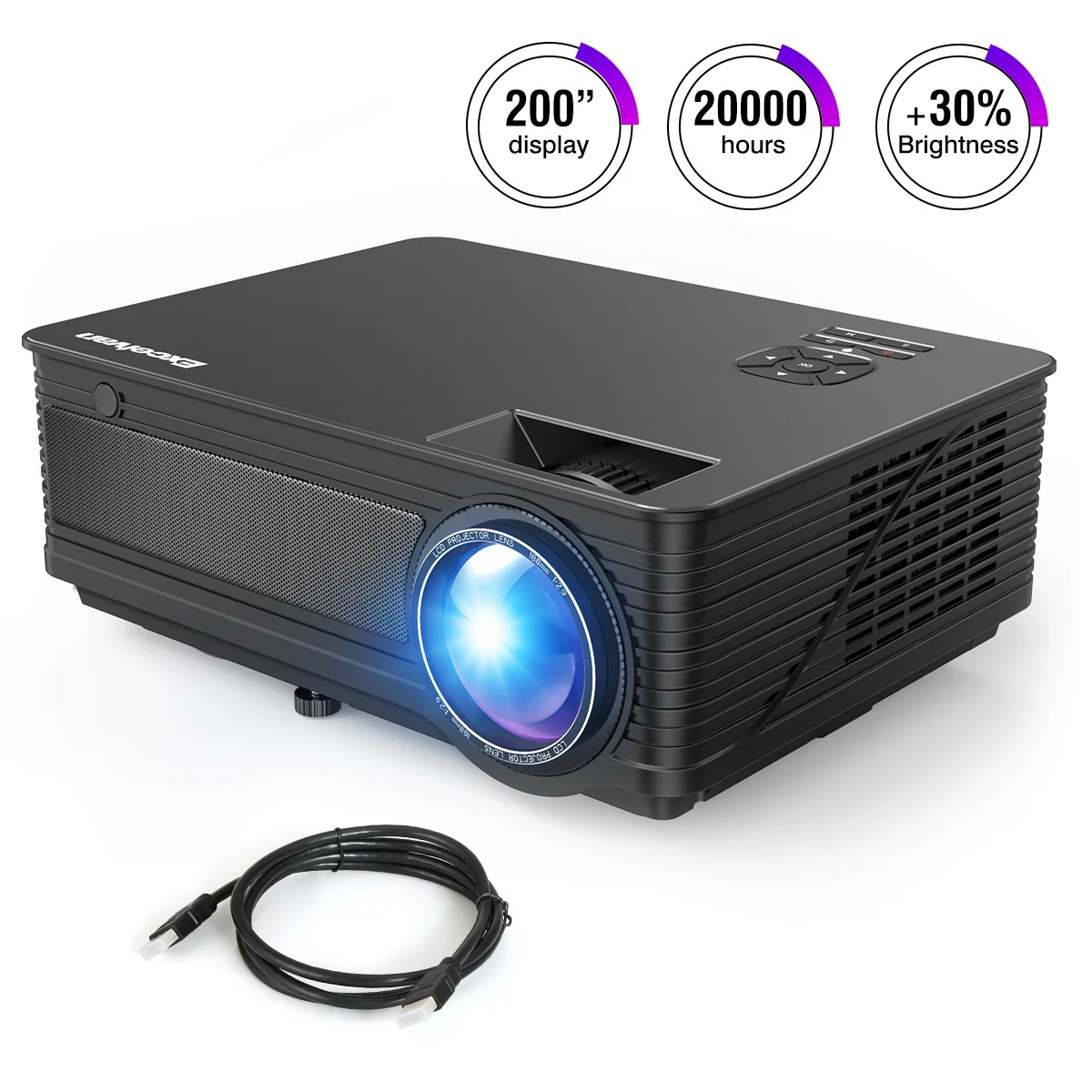 

Excelvan M5 Projector 1280 x 768 1080P Full HD Support 200 inch Projection Size HDMI Interface Projectors