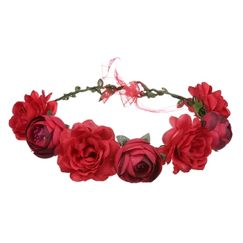 

1pc Bridal Flower Crown Handmade Adjustable Rose Lifelike Sturdy Garland Wreath Headband for Flower Girl