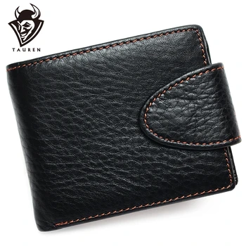 

First Layer Cowhide Wallet Men's Multi-Function Card Holder Wallet Retro Button Wallet Lychee Leather Wallet Men's Business