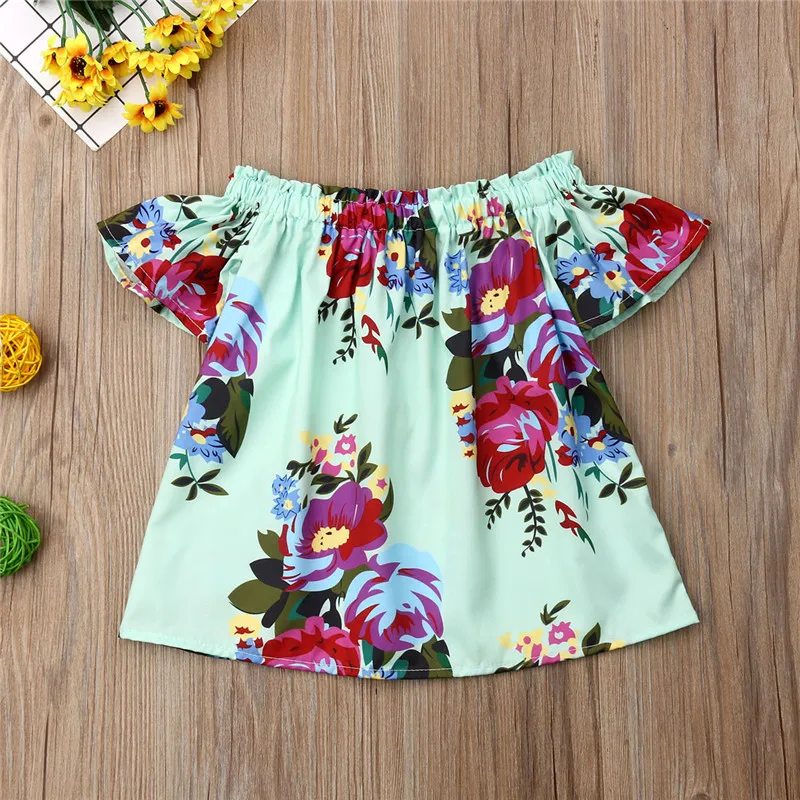 

Lovely Kid Baby Girl Summer Floral Dress Newborn Girl Clothing Off Shoulder Flowers Party Princess Dress Straight Sundress 0-3Y