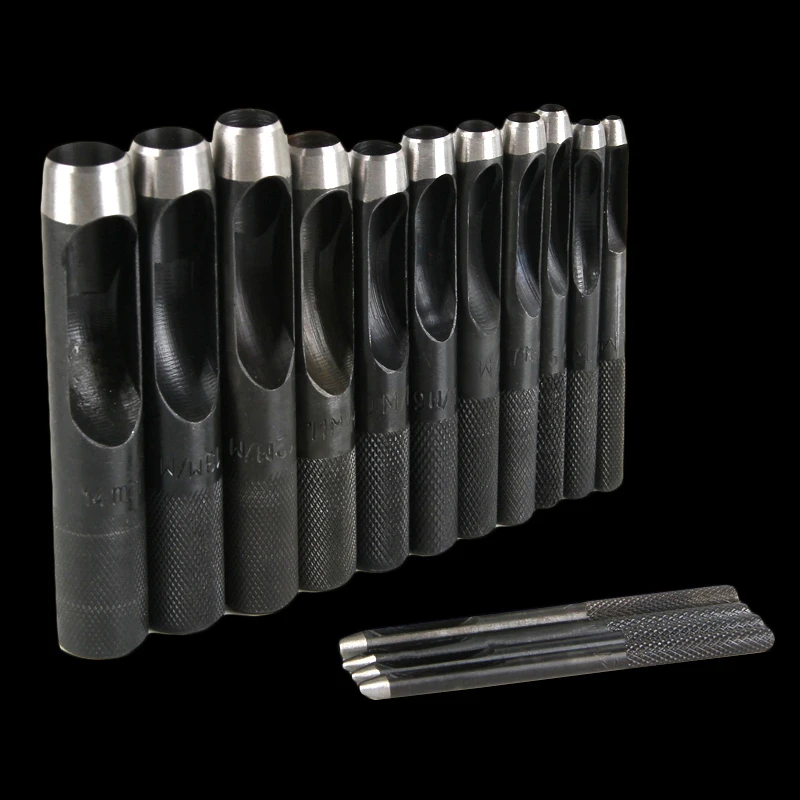 Steel Hollow Punch Set Hand Tool Gasket Belt Hole Punching Leather H YF Steel Hollow Punch Set Hand Tool Gasket Belt Hole Punching Leather H YF