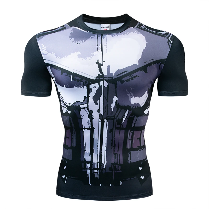 

Short Sleeve 3D T Shirt Men T-Shirt Male Crossfit Tee Captain America Superman tshirt Men Fitness Compression Shirt Punisher MMA