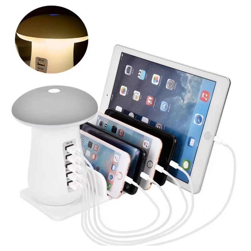 

Nachtlampje Sensor LED 3.0 USB Hub Charger Mobiele Telefoon lader 220 V 0.5 W Paddestoel Bureaulamp Nachtlampje 45