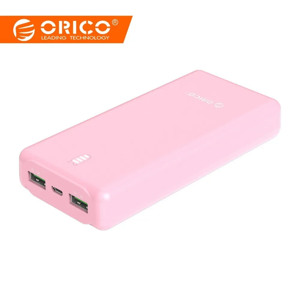 

ORICO 10000mAh Dual USB 5V 2A Power Bank External Battery Pack Phone Charger Powerbank with LED for Mobile Phone Tablet Charging