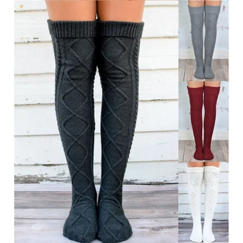 

Brand New 1 Pair 4 Solid Colors Fashion Sexy Warm Thigh High Over the Knee Socks Long Cotton Stockings For Girls Ladies Women