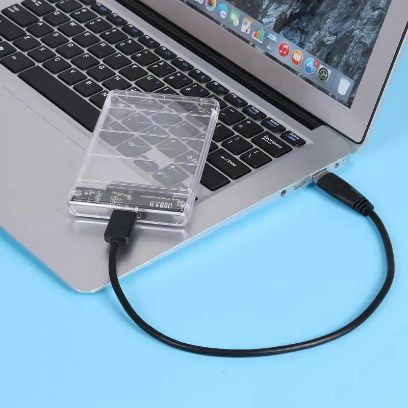 

2.5inch Duble USB 3.0 & USB 3.1 Type-C SATA HD Box SSD HDD Hard Disk Drive External HDD Enclosure Transparent Case Tool Free