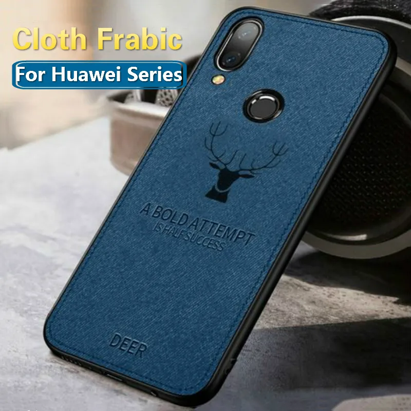 

Luxury Deer Pattern Cloth Soft Phone Case For Huawei P Smart Y9 Y7 Y6 Pro 2019 P30 P20 Pro Lite Honor 8A 8C 8X Matte Cover Shell