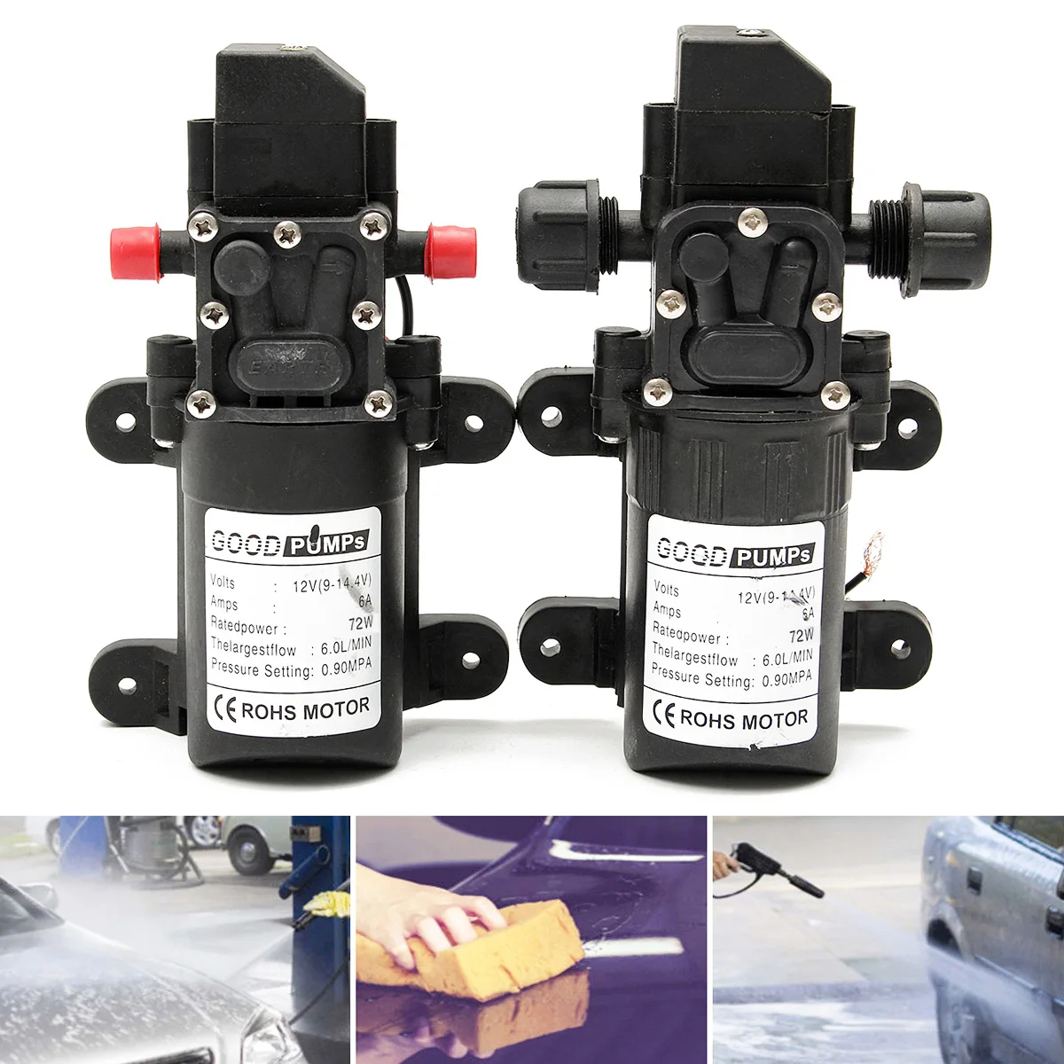 

DC 12V 130PSI 6L/Min Water High Pressure Diaphragm Pump Self Priming Pump Automatic Switch for Car Fish Tank Spray Watering