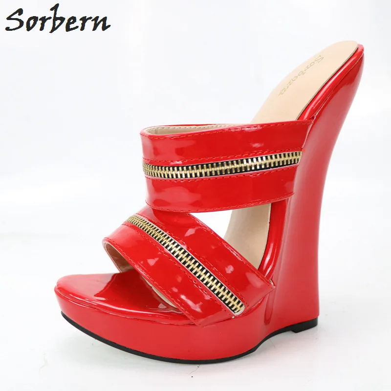 Sorbern 18CM Plus Size Women Sandals Wedges For Unisex Dance Party ...