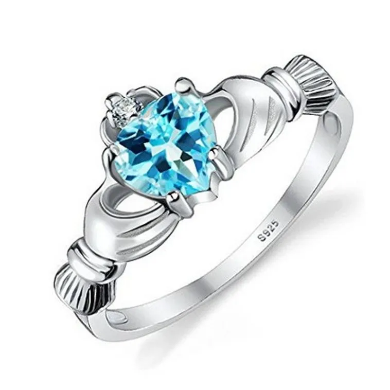 

Orthodox School 925 Silver Colour Zirconium Stone K At White War In Paradise Love Form Ring Woman Hand Form Claddagh