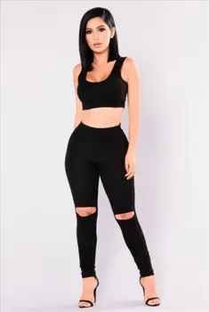

Ladies Casual Slim Fit Skinny Solid Burgundy Black Pants Trousers Women Sexy High Waist Stretchy Pants