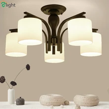 Скандинавская гостиная минимализм железная светодиодная люстра американская паторальная матовая стеклянная люстра для спальни