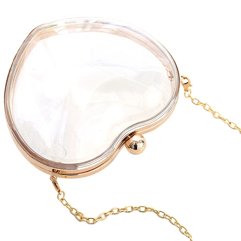 

Cute Heart Shape Clear Transparent Single Shoulder Bags Cartoon Jelly Women Messenger Crossbody Bag Fashion Girl Bag Evening B
