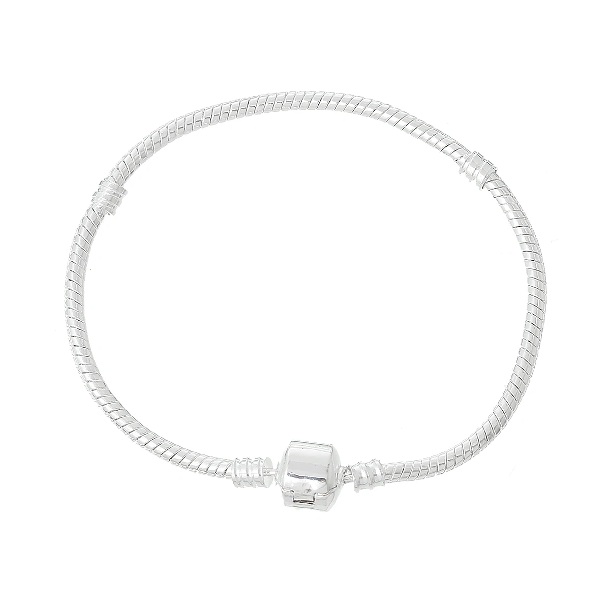 

4 SP Snap Clasp Charm Bracelets Fit European Bead 18cm (B11982)