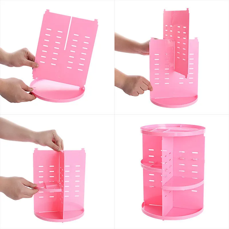 Mrosaa 360-degree Rotating Makeup Organizer Box Brush Holder Jewelry Organizer Case Jewelry Makeup Cosmetic Storage Box