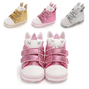 

Pudcoco Newborn Baby Boys Girls Sneakers Leather Sports Crib Soft First Walker Shoes Bunny Soft Sole Crib Non-slip Shoes 0-18M