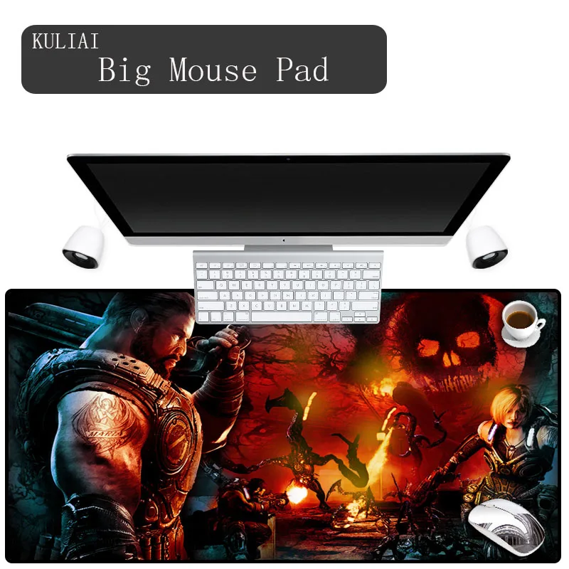 

KULIAI Gears of War XL Large Mouse Pad Gaming Pc Rubber Edge Control Desk Mat for Lol Original Rainbow Six Siege Vampire Knight