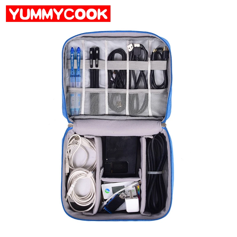  Travel Cable Bag Portable Digital USB Gadget Organizer Charger Wires Cosmetic Zipper Storage Pouch 