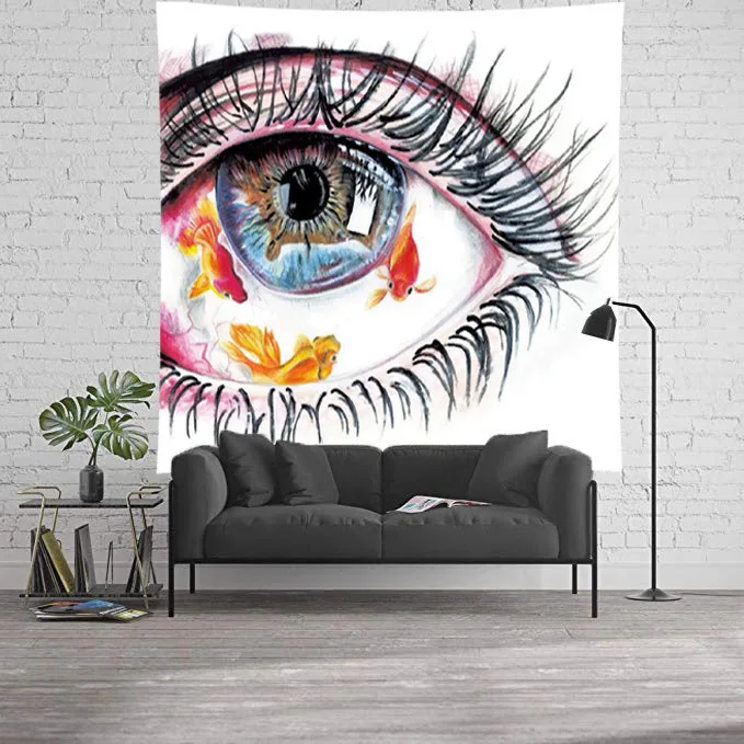 

Eye Fish Abstract Art Tapestry Wall Hanging Hippie Boho Decor Wall Cloth Tapestries Home Decoration Curtain Carpet Beach Blanket