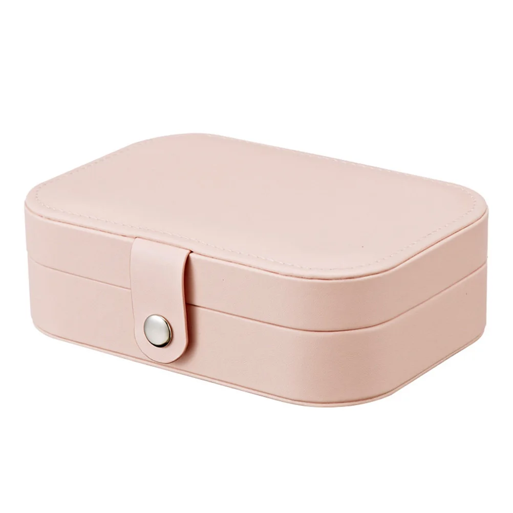 

Portable Simple Storage Box Multifunctional Two Layers Container For Women Travel Small PU Leather Jewelry Case