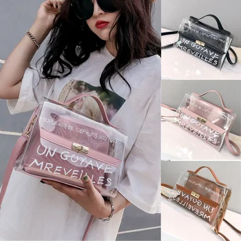 

SFG HOUSE Bags For Women 2020 Clear Transparent PVC Bag Jelly Shoulder Bag Beach Letter Candy Women Crossbody Luxury Sac Femme