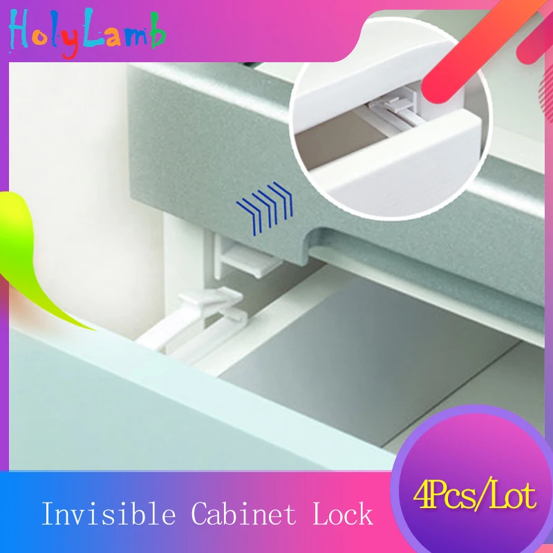 

4Pcs/Lot Invisible Cabinet Lock Baby Safety Drawer Lock Latches Baby Security Protection From Children Safety Door Lock Castle
