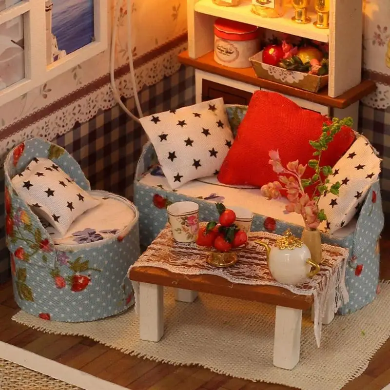 Миниатюрный Кукольный домик с голосовым управлением DIY кукольный модель мебели С