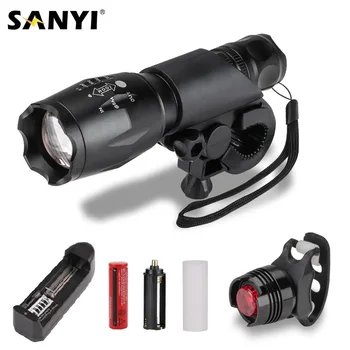 

Sanyi XML T6 LED Flashlight 5 Modes Zoom Focus Torch Waterproof Camping Tactical flashlights Rechargeable 18650 Bicycle Light