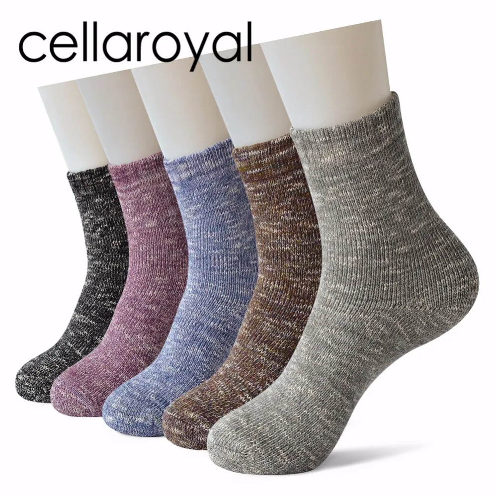 Cellaroyal 1 Pair Womens Super Thick Knit Casual Crew Winter Socks