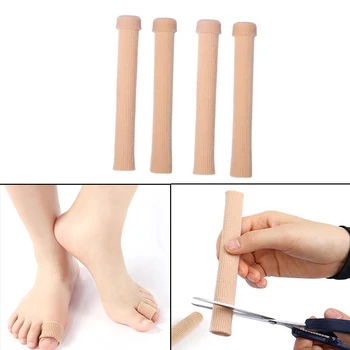 

4 pcs 15cm Tube Finger Toe Protector Foot Fingers Toe Gel Cap Toe Protector for Pain Callouses Relief Foot Care Health