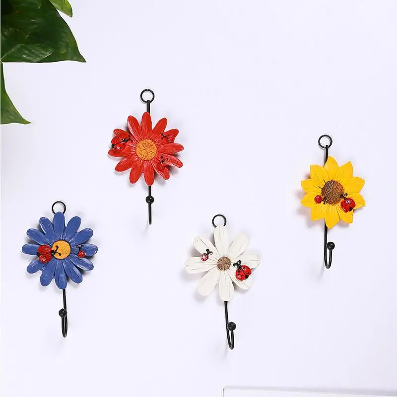 

1pc Flower Shape Storage Hook Creative Iron Key Hanger Rack Decorative Clothes Holder Wall Hook Kitchen Organizer High Quality