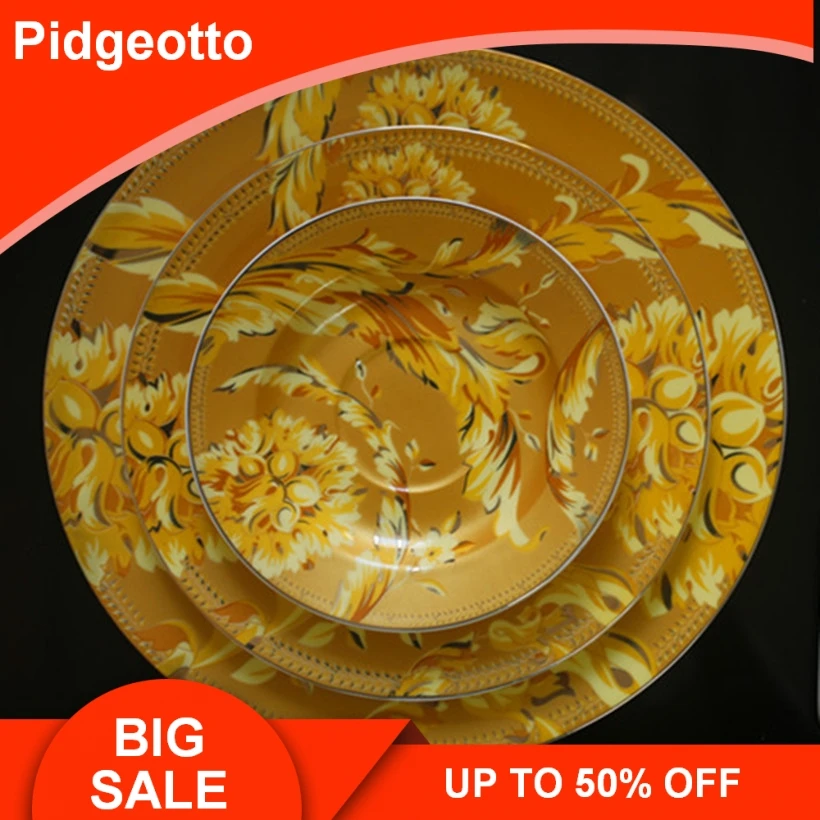 European Luxury Golden Phoenix Bone China Dinnerware Set Jingdezhen Porcelain Sun God Dish Plate Home Decoration Hanging Plate European Luxury Golden Phoenix Bone China Dinnerware Set Jingdezhen Porcelain Sun God Dish Plate Home Decoration Hanging Plate