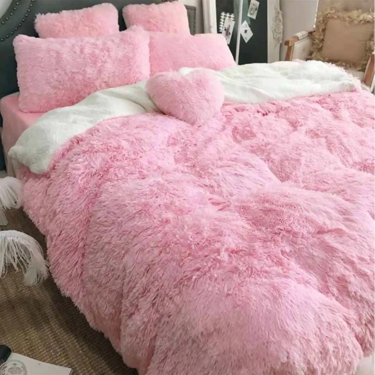 

Double Soft Blanket for Bed Warm Shaggy Fluffy Throw Plush Blanket Sofa Bed Blanket Winter Warmer Lamb Blankets for Children