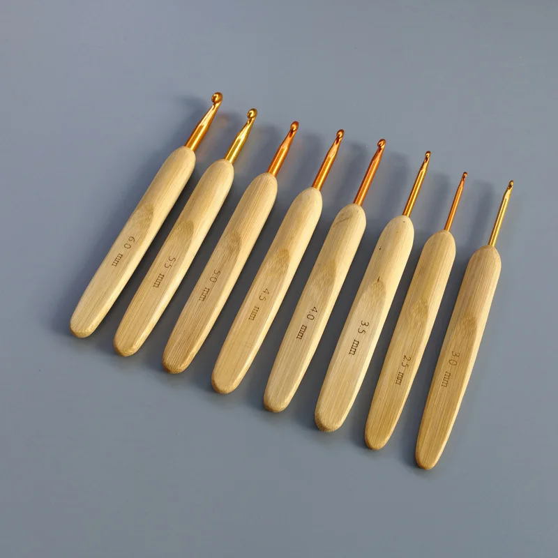 

8pcs/set Aluminum Crochet Hook Bamboo Handle Crochet Hook Knitting Craft Tool Cloth Sewing Tool DIY Weave