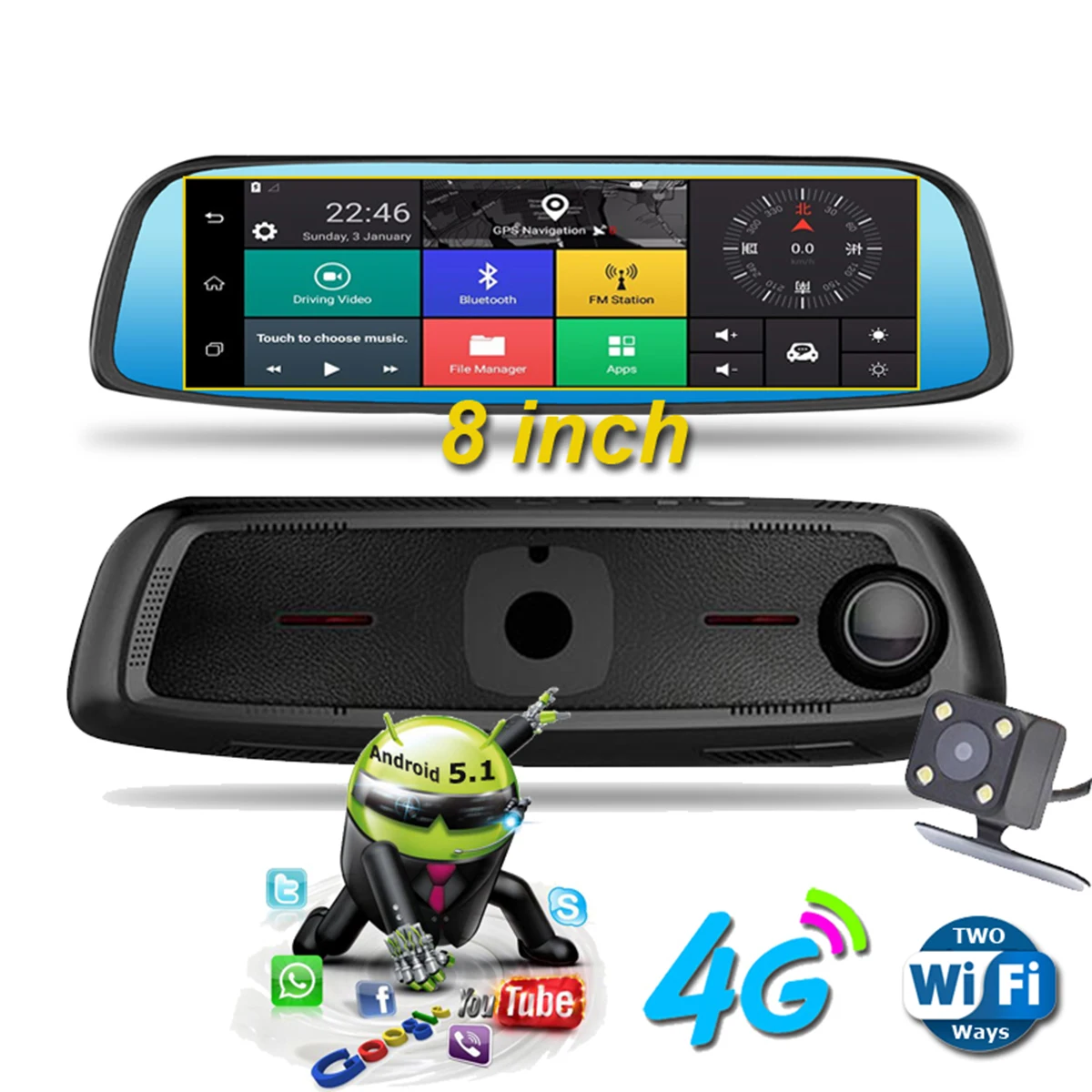 4G Автомобильный видеорегистратор 8 дюймовый сенсорный ADAS удаленный монитор