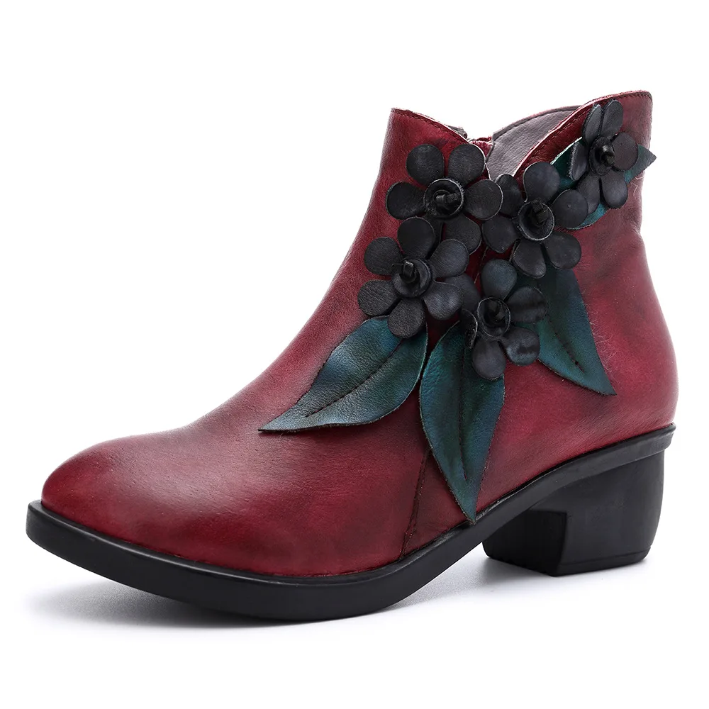 bottes femme rouge cuir