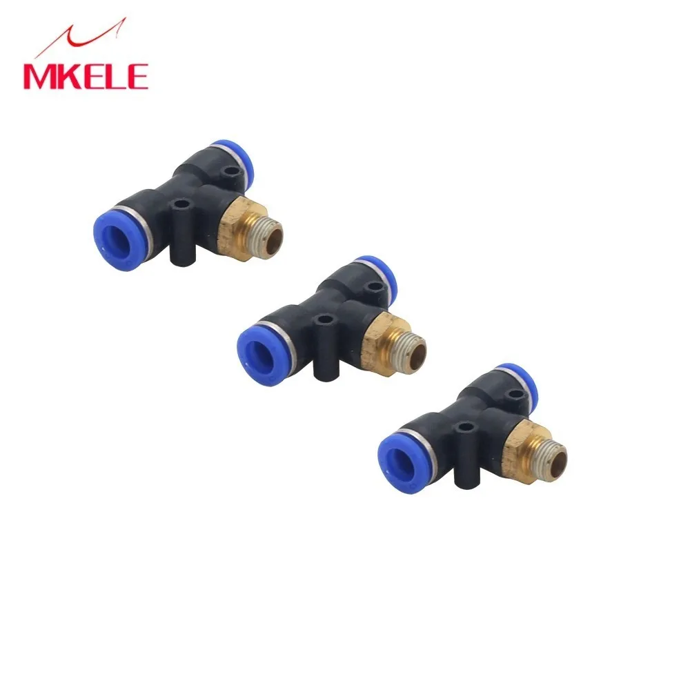 

PB Series Pneumatic Connector PB4/6/8/10/12 T-Type Straight Through External Thread 1/2 1/4 3/8 1/8 M5 Free Transportation