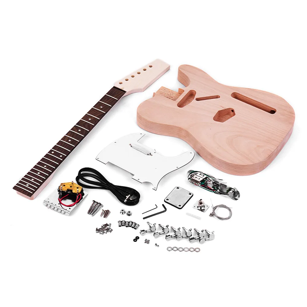 

Muslady Unfinished Electric Guitar DIY Kit TL Tele Style Electric Guitar Mahogany Body Maple Wood Neck Rosewood Fingerboard