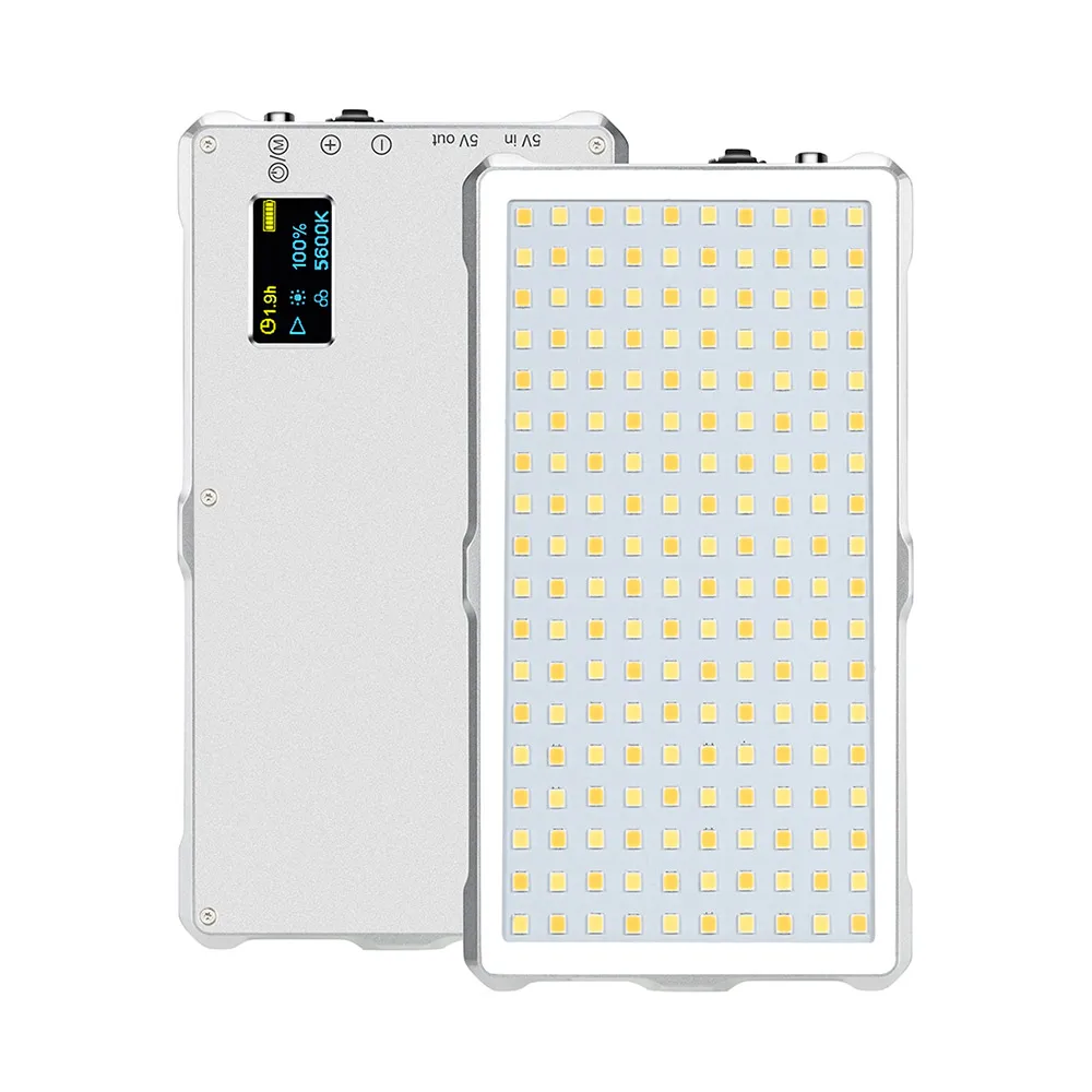 

Portable LED Video Light Lamp F18 Light 3200-5600K Brightness 5%-100% with Power Bank Function Display Screen Mount Adapter