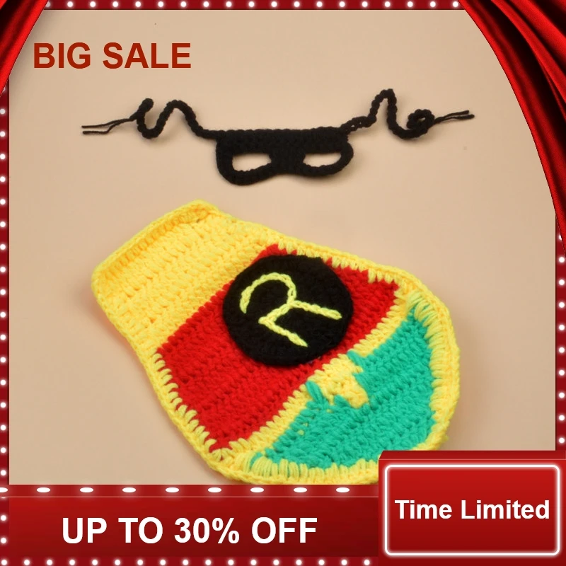 

Hot sale Batman Design Baby Crochet Photography Props Infant Newborn Handmade cloak Costume 1set