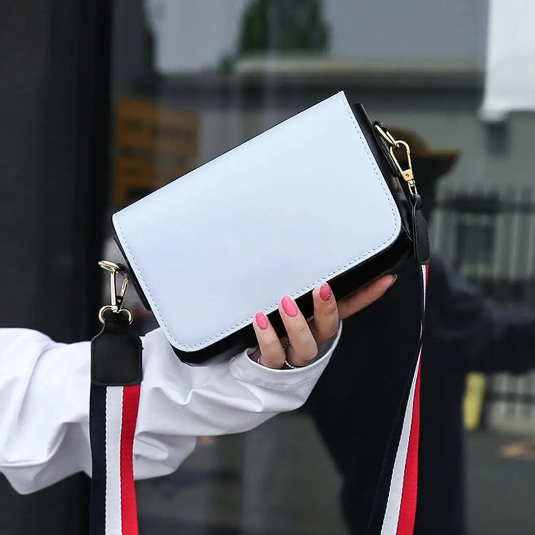 

Women Fashion Solid Retro Handbag Wide Strap Square Mini Magnetic buckle Shoulder None Bag Versatile