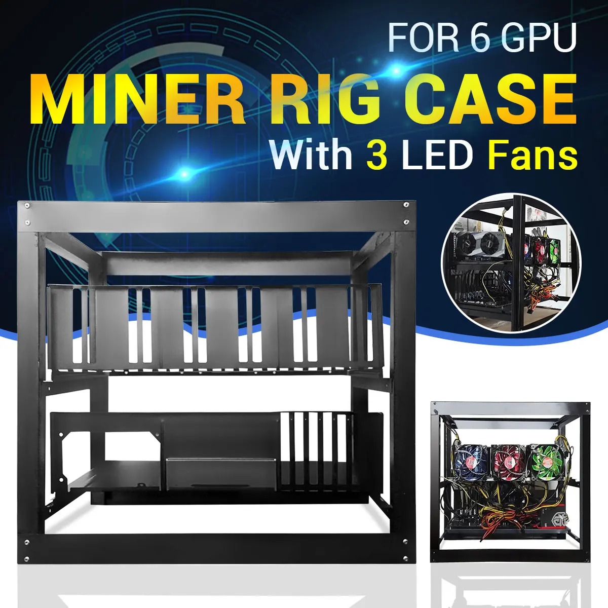 Aluminum Open Air Miner Frame Mining Rig Case Set For 6 GPU ETH BTC Ethereum FFC For PCI-E Extender Cable Aluminum Open Air Miner Frame Mining Rig Case Set For 6 GPU ETH BTC Ethereum FFC For PCI-E Extender Cable